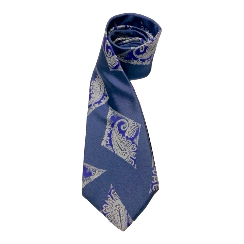 Claiborne Mens Tie 3.5 in W x L 58 Silk  Purple, gray and blue.